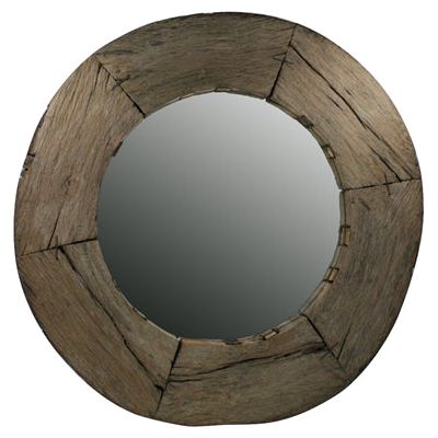 Reclaimed Wood Wheel Mirror