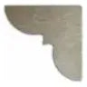 The Corner Hangers are small, pale gray, L-shaped objects with rounded corners. The top view displays two distinct curved edges: one larger and one smaller, creating an indented shape in the middle. Their smooth, slightly reflective surface makes them perfect for use with Command Strips in photography setups.