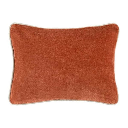 Velvet Terracotta Throw Pillow, 16x12