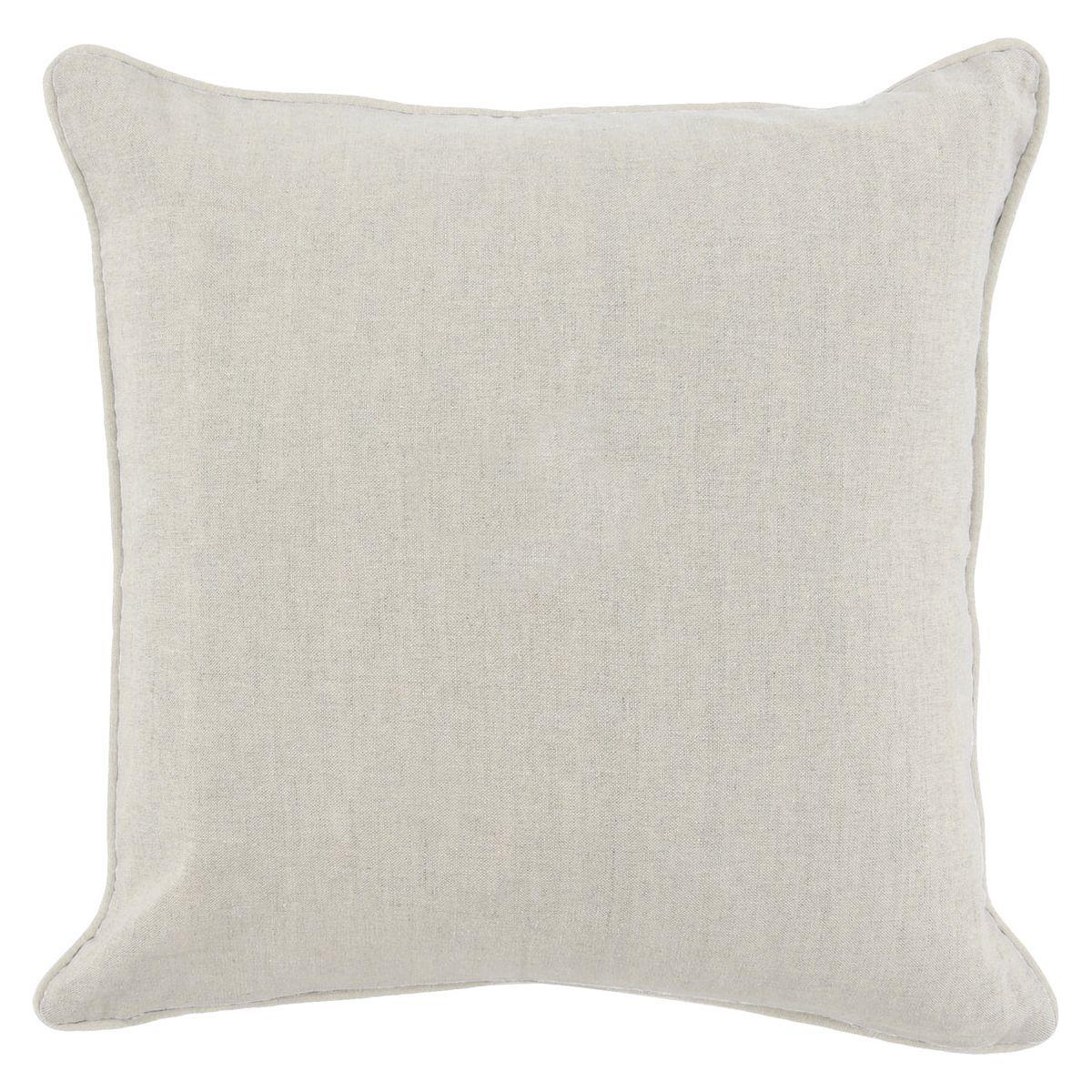 A plain, square, light beige throw pillow with smooth fabric texture and subtle seams borders the edges, creating a minimalist look—ideal for pairing with the Saltwater Blue Throw Pillow or a boldly patterned cushion.