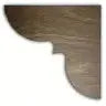 Image of Corner Hangers, featuring a wooden bracket with a decorative curve and notch cutout, commonly used in carpentry or cabinetry. The visible wood grain and the smooth, finished appearance highlight the craftsmanship. Captured through detailed photography from above against a plain white background.